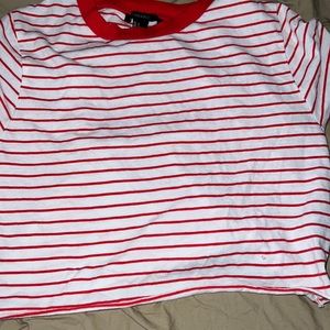 Red and white striped crop top